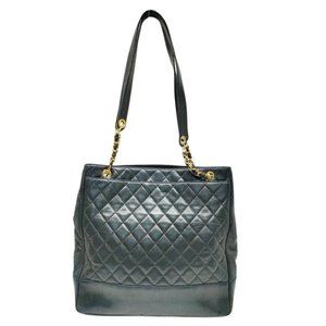 Auth Chanel Tote Bag Black Lamb Skin #29585C50